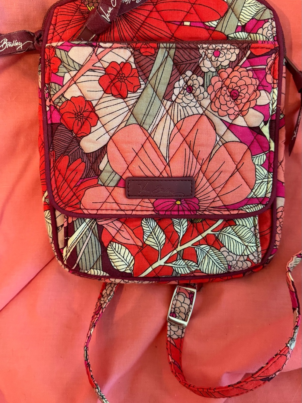 Vera Bradley Red and Pink Floral Crossbody Bag